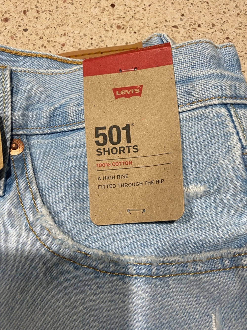 Levi's Light Blue 501 High-Rise Denim Shorts 100% COTTON - Picture 2 of 7